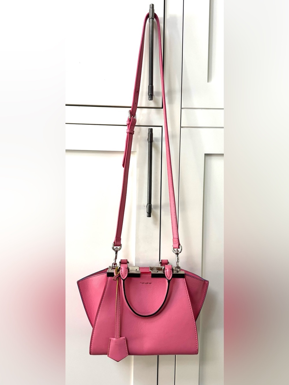 FENDI Petite 3Jours Pink Leather Satchel Crossbody COA - Picture 13 of 13